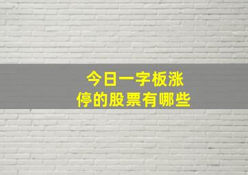 今日一字板涨停的股票有哪些