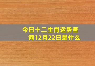 今日十二生肖运势查询12月22日是什么