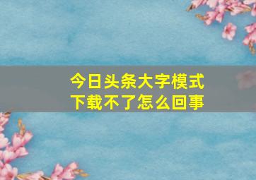 今日头条大字模式下载不了怎么回事