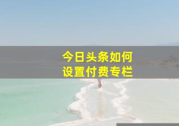 今日头条如何设置付费专栏