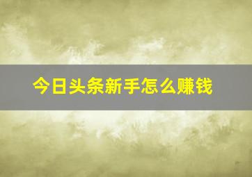 今日头条新手怎么赚钱