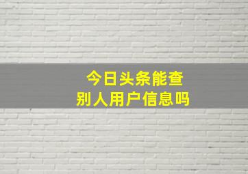 今日头条能查别人用户信息吗