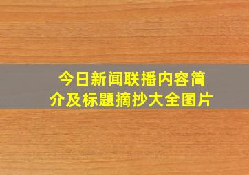 今日新闻联播内容简介及标题摘抄大全图片