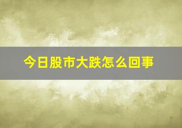 今日股市大跌怎么回事