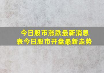 今日股市涨跌最新消息表今日股市开盘最新走势