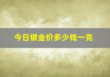 今日银金价多少钱一克