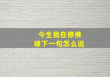 今生我在修佛缘下一句怎么说