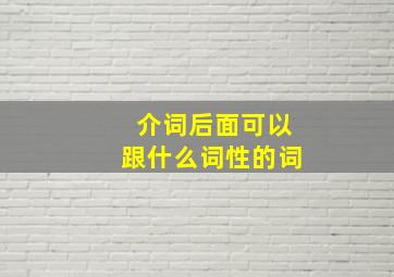 介词后面可以跟什么词性的词