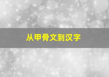 从甲骨文到汉字