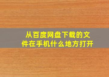 从百度网盘下载的文件在手机什么地方打开