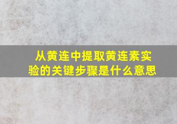 从黄连中提取黄连素实验的关键步骤是什么意思