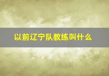 以前辽宁队教练叫什么