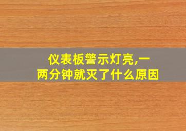 仪表板警示灯亮,一两分钟就灭了什么原因