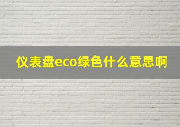 仪表盘eco绿色什么意思啊