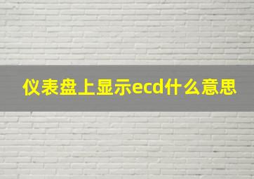 仪表盘上显示ecd什么意思