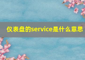 仪表盘的service是什么意思