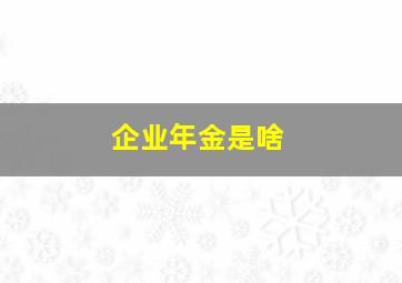 企业年金是啥