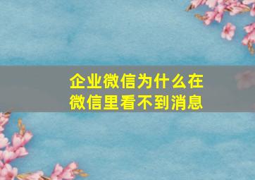 企业微信为什么在微信里看不到消息