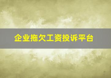 企业拖欠工资投诉平台