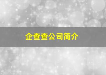 企查查公司简介