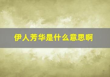 伊人芳华是什么意思啊