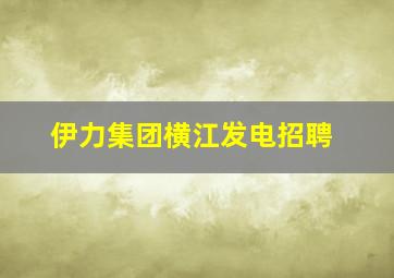 伊力集团横江发电招聘