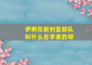 伊朗在叙利亚部队叫什么名字来的呀