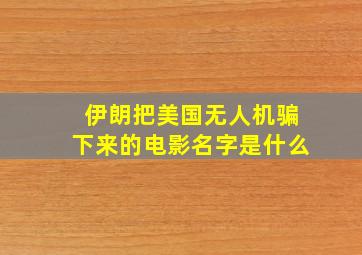 伊朗把美国无人机骗下来的电影名字是什么