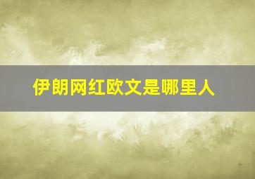 伊朗网红欧文是哪里人