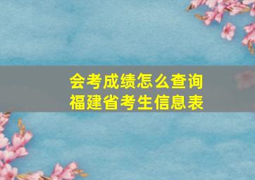 会考成绩怎么查询福建省考生信息表