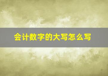 会计数字的大写怎么写