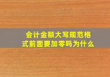 会计金额大写规范格式前面要加零吗为什么