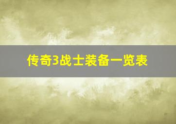 传奇3战士装备一览表