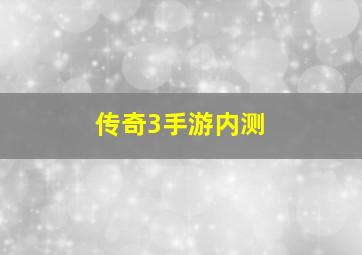 传奇3手游内测