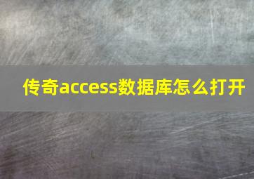 传奇access数据库怎么打开