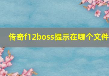 传奇f12boss提示在哪个文件