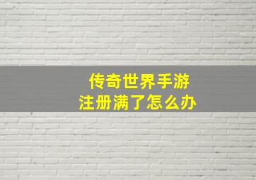 传奇世界手游注册满了怎么办