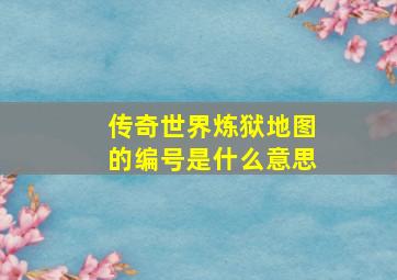 传奇世界炼狱地图的编号是什么意思