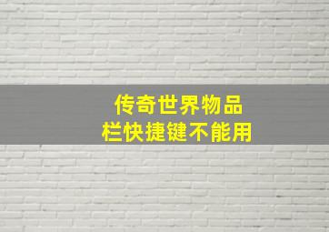 传奇世界物品栏快捷键不能用