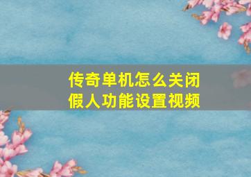 传奇单机怎么关闭假人功能设置视频