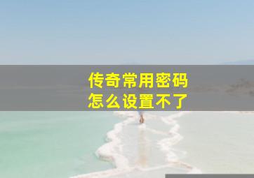 传奇常用密码怎么设置不了