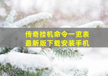 传奇挂机命令一览表最新版下载安装手机