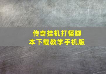 传奇挂机打怪脚本下载教学手机版