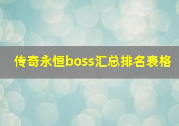 传奇永恒boss汇总排名表格