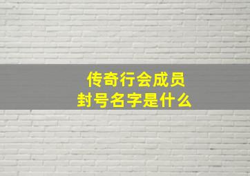 传奇行会成员封号名字是什么