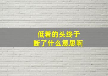 低着的头终于断了什么意思啊