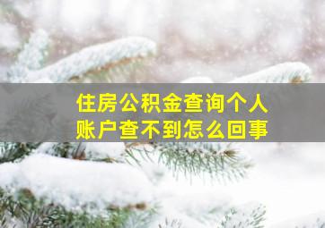 住房公积金查询个人账户查不到怎么回事