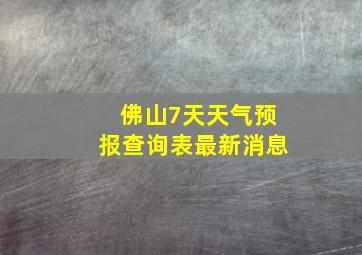 佛山7天天气预报查询表最新消息