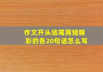 作文开头结尾简短精彩的各20句话怎么写