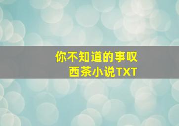 你不知道的事叹西茶小说TXT